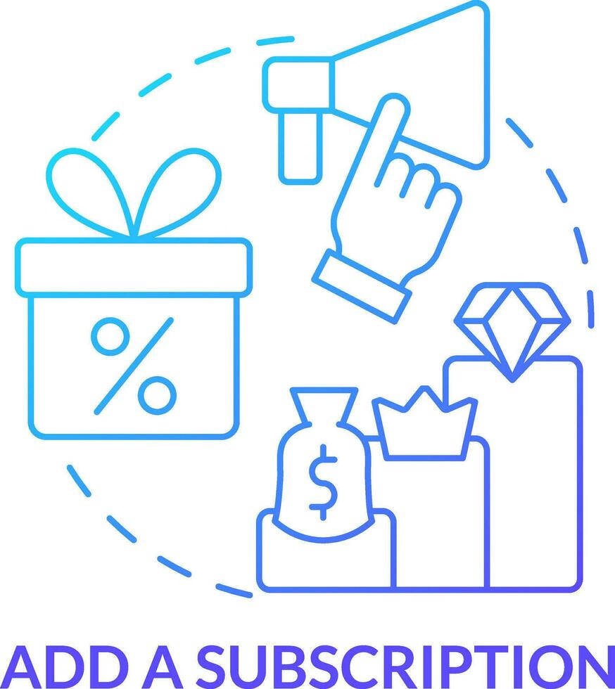 Add subscription blue gradient concept icon. Regular purchases. Optimizing online business abstract idea thin line illustration. Isolated outline drawing vector