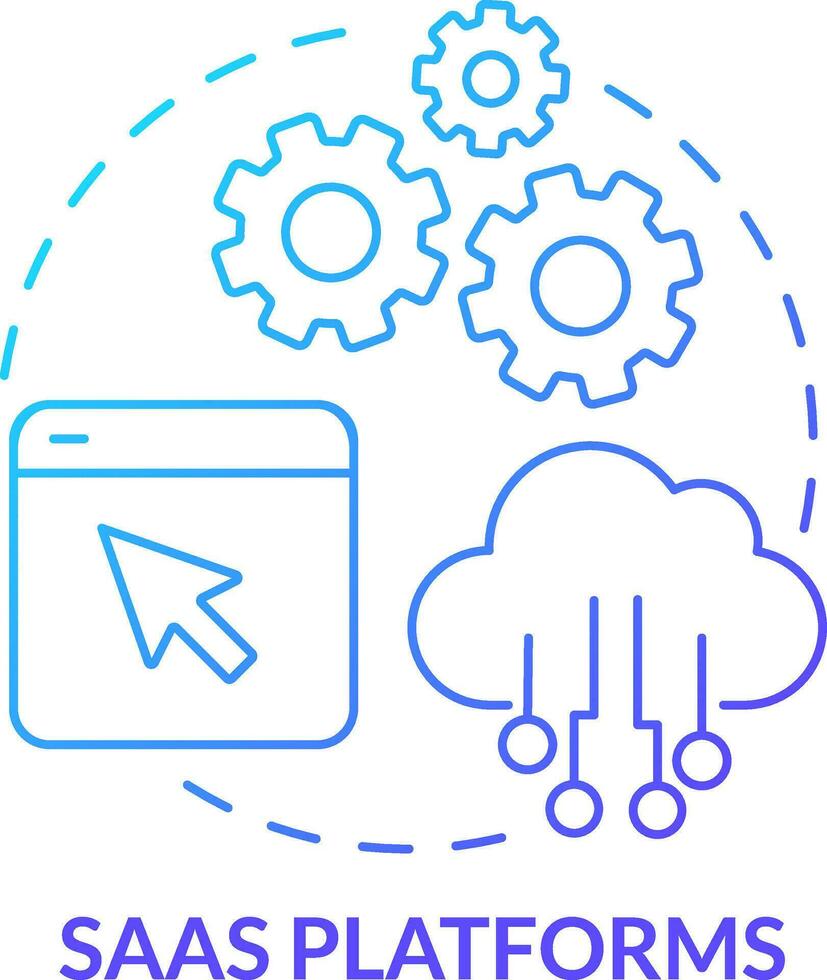 SaaS platforms blue gradient concept icon. Software as service. Type of ecommerce platform abstract idea thin line illustration. Isolated outline drawing vector