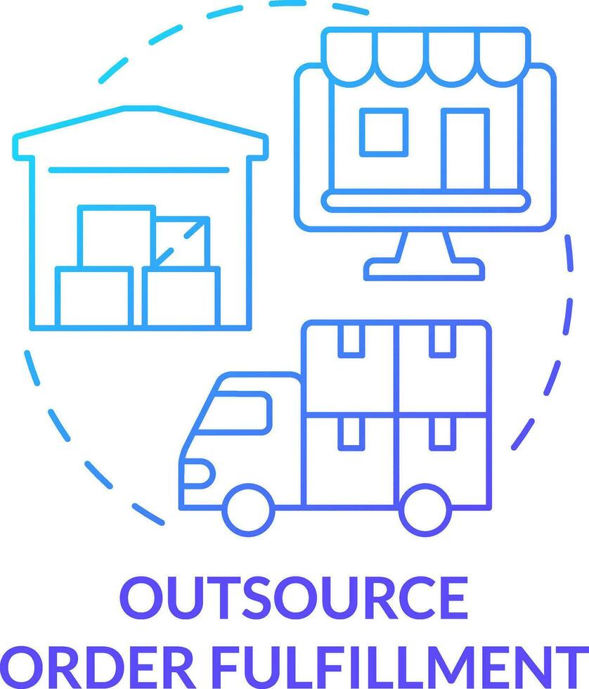 Outsource order fulfillment blue gradient concept icon. Drop shipping. Online store management tip abstract idea thin line illustration. Isolated outline drawing vector