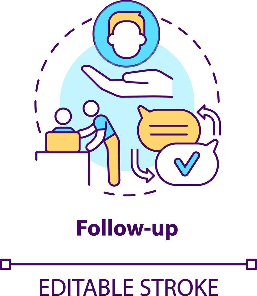 Follow up concept icon. New worker support. Developing onboarding process abstract idea thin line illustration. Isolated outline drawing. Editable stroke vector