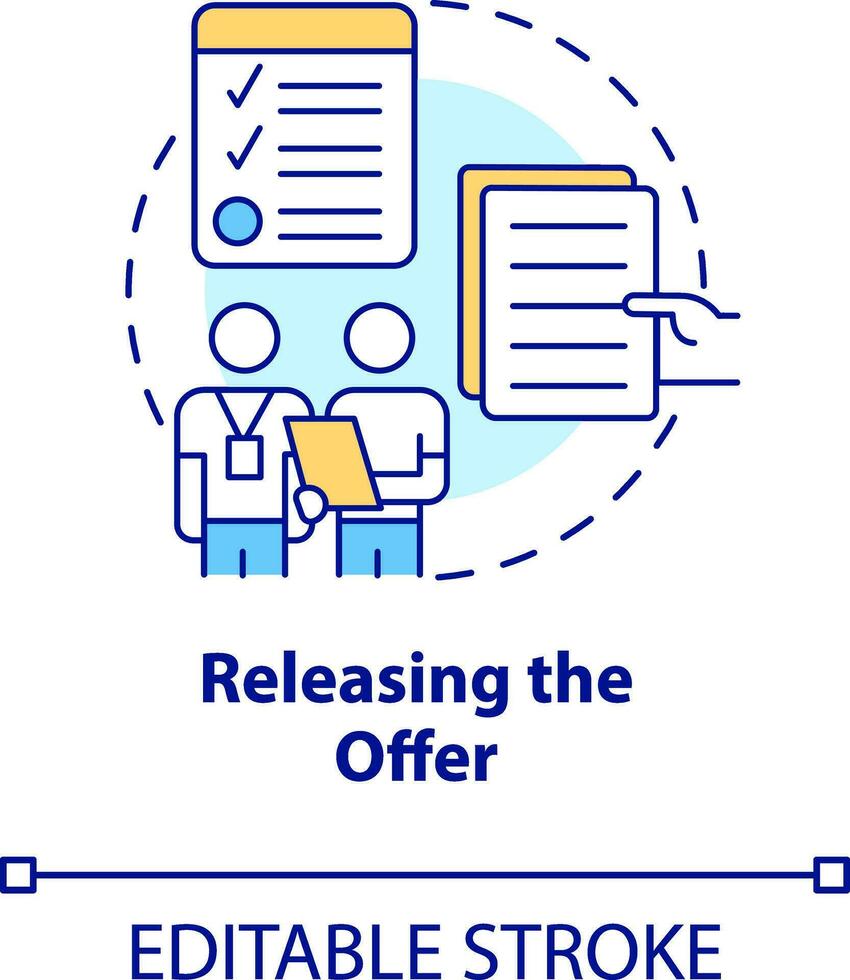 Releasing offer concept icon. Employee recruitment. Onboarding process abstract idea thin line illustration. Isolated outline drawing. Editable stroke vector