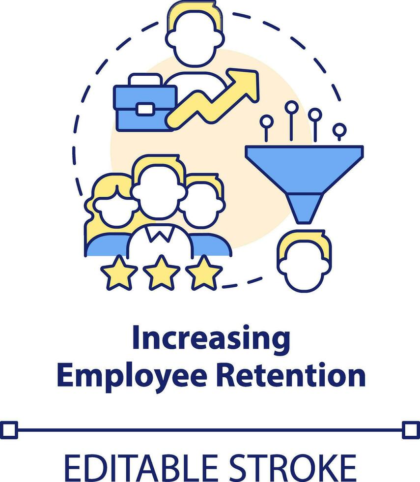 Increasing employee retention concept icon. Successful career. Onboarding challenge abstract idea thin line illustration. Isolated outline drawing. Editable stroke vector
