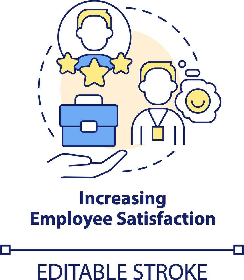 Increasing employee satisfaction concept icon. Onboarding challenge abstract idea thin line illustration. Isolated outline drawing. Editable stroke vector