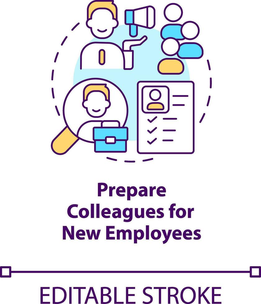 Prepare colleagues for new employees concept icon. Developing onboarding process abstract idea thin line illustration. Isolated outline drawing. Editable stroke vector