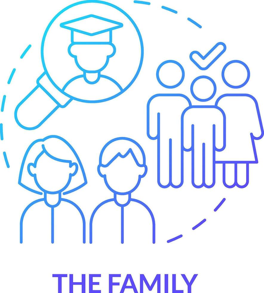 Family blue gradient concept icon. Asking about student mental health abstract idea thin line illustration. Caregivers and friends role. Isolated outline drawing vector