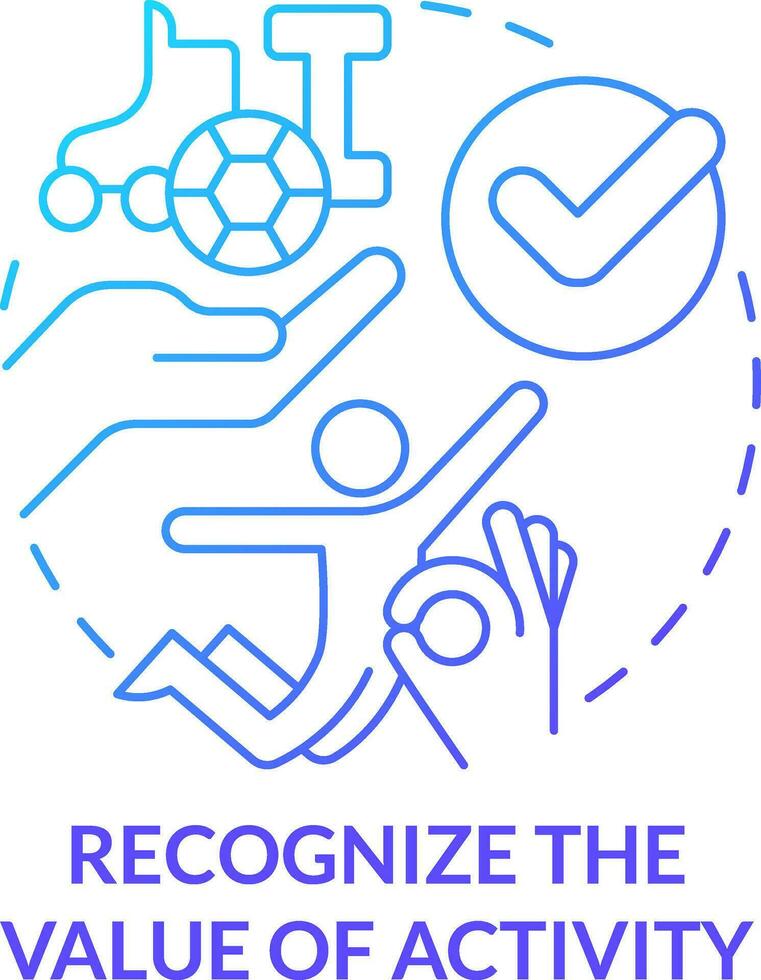 Recognize value of activity blue gradient concept icon. Physical activity for student mental health abstract idea thin line illustration. Isolated outline drawing vector