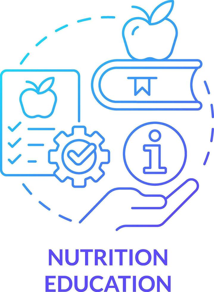 Nutrition education blue gradient concept icon. School lunch participation abstract idea thin line illustration. Healthy eating plan. Isolated outline drawing vector