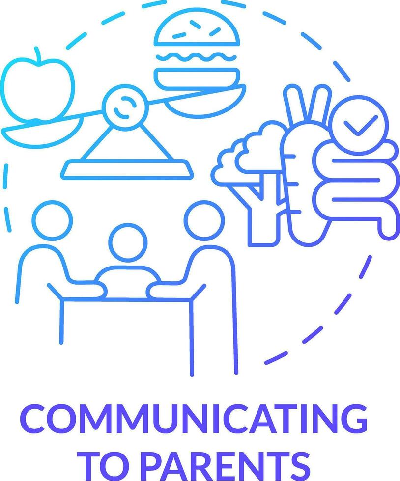 Communicating to parents blue gradient concept icon. School nutrition for better mental health abstract idea thin line illustration. Eating plan. Isolated outline drawing vector