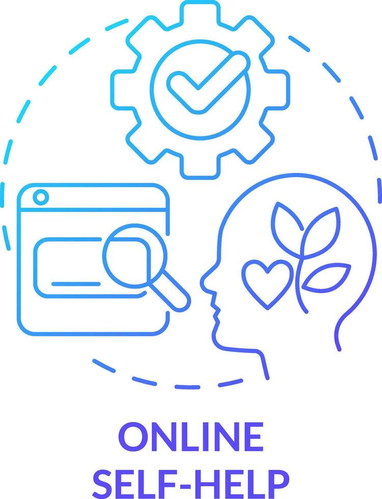 Online self-help blue gradient concept icon. Addressing student mental health abstract idea thin line illustration. Online psychiatrist. Isolated outline drawing vector