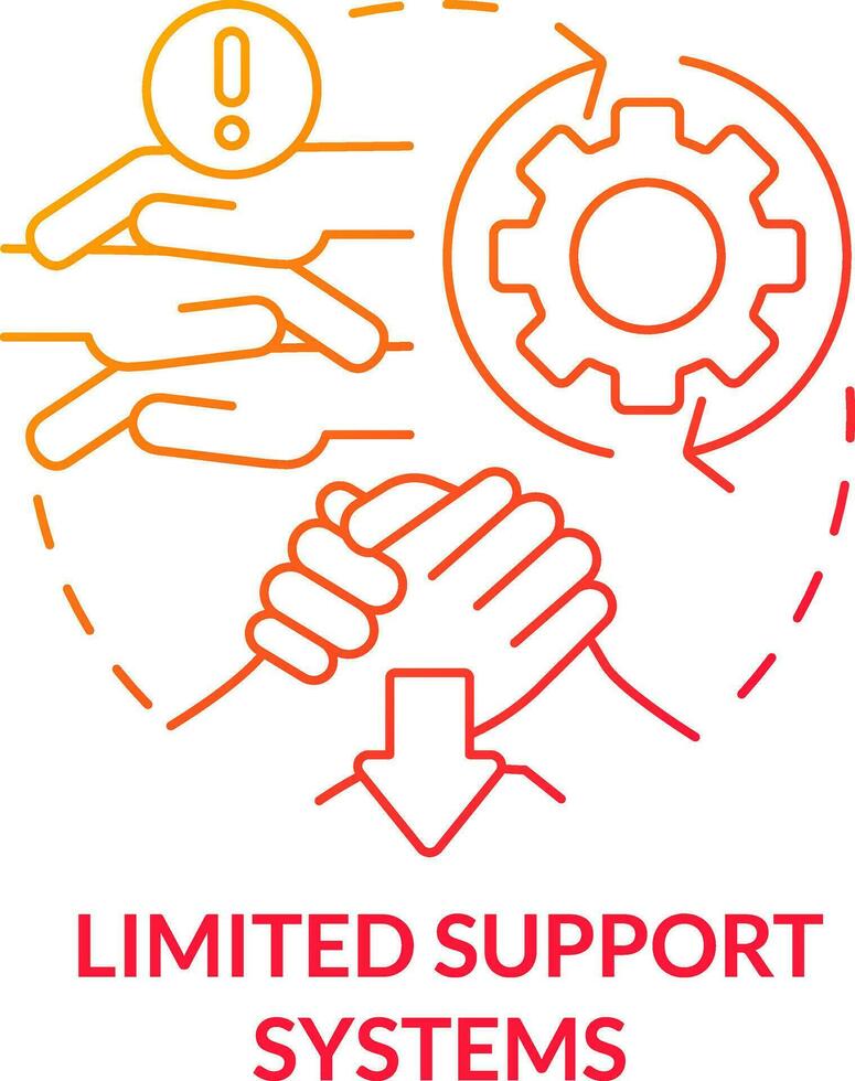 Limited support systems red gradient concept icon. Manage remote student stress abstract idea thin line illustration. Help from teacher. Isolated outline drawing vector