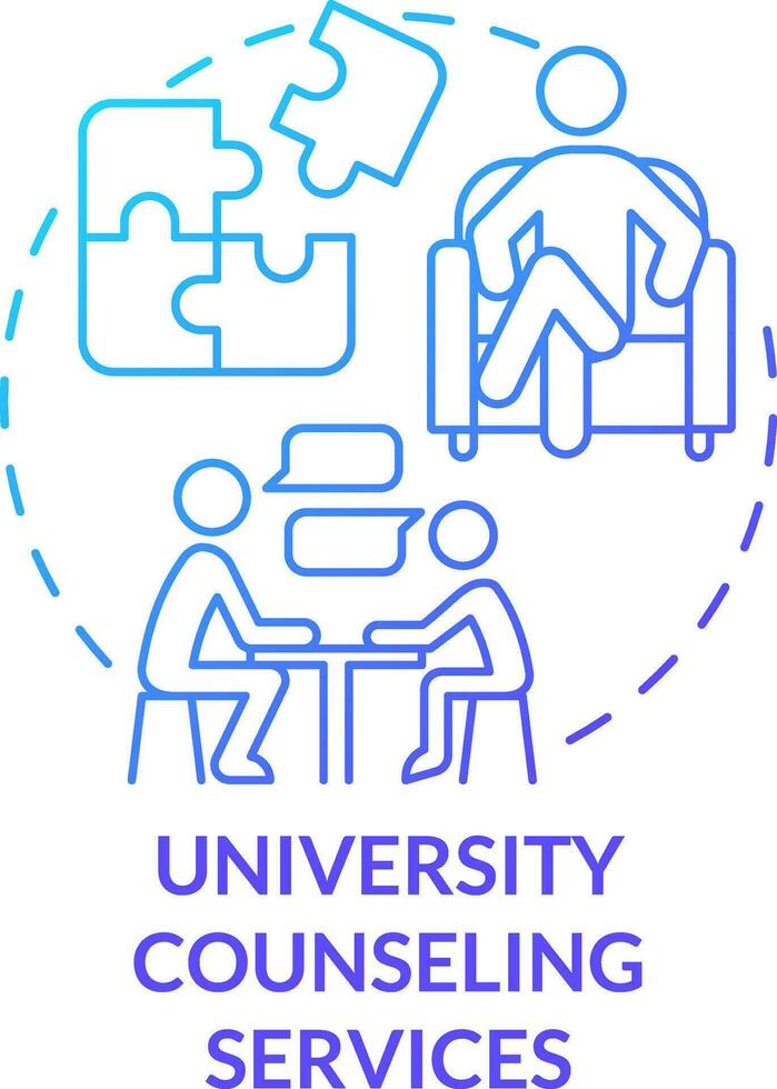 University counseling services blue gradient concept icon. Where to get help abstract idea thin line illustration. Confidential support. Isolated outline drawing vector
