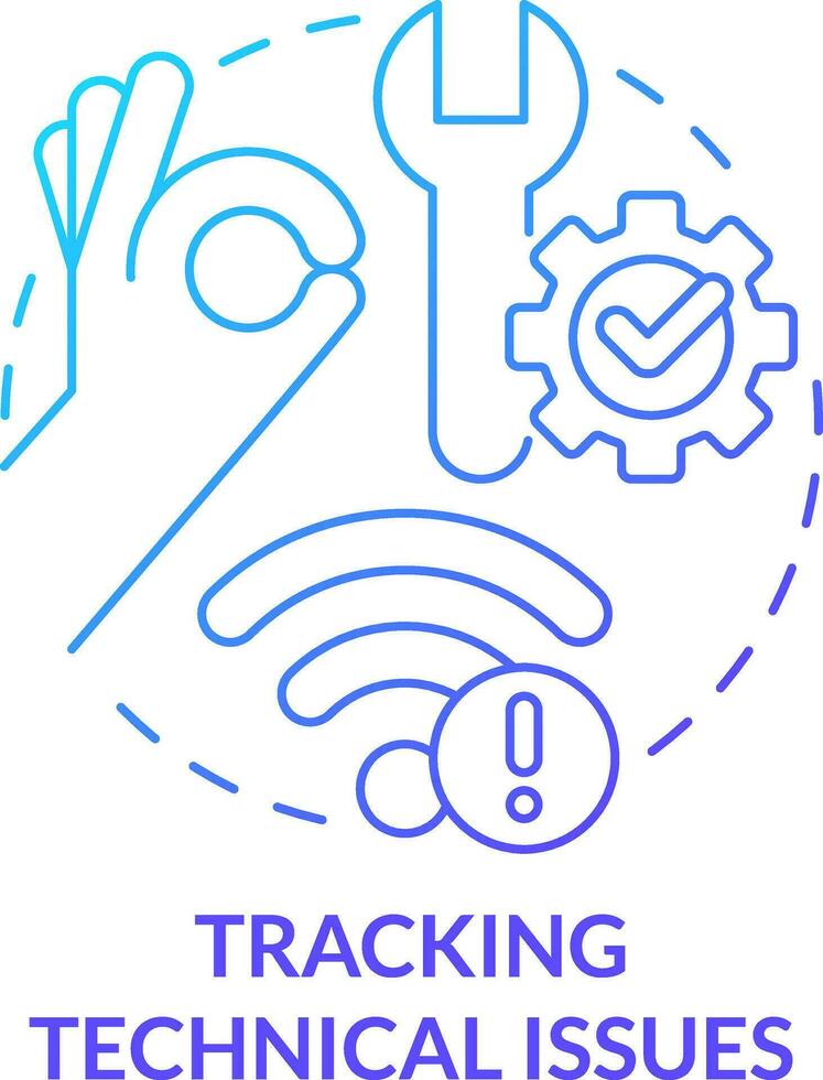 Tracking technical issues blue gradient concept icon. Digital learning stress abstract idea thin line illustration. Stabilize network signal. Isolated outline drawing vector