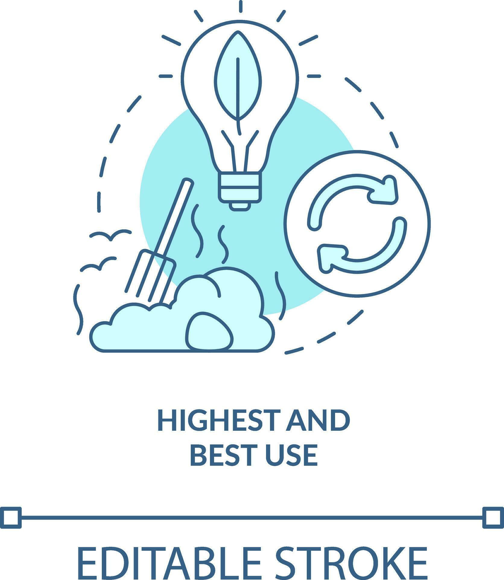 Highest and best use turquoise concept icon. Zero waste business principle abstract idea thin