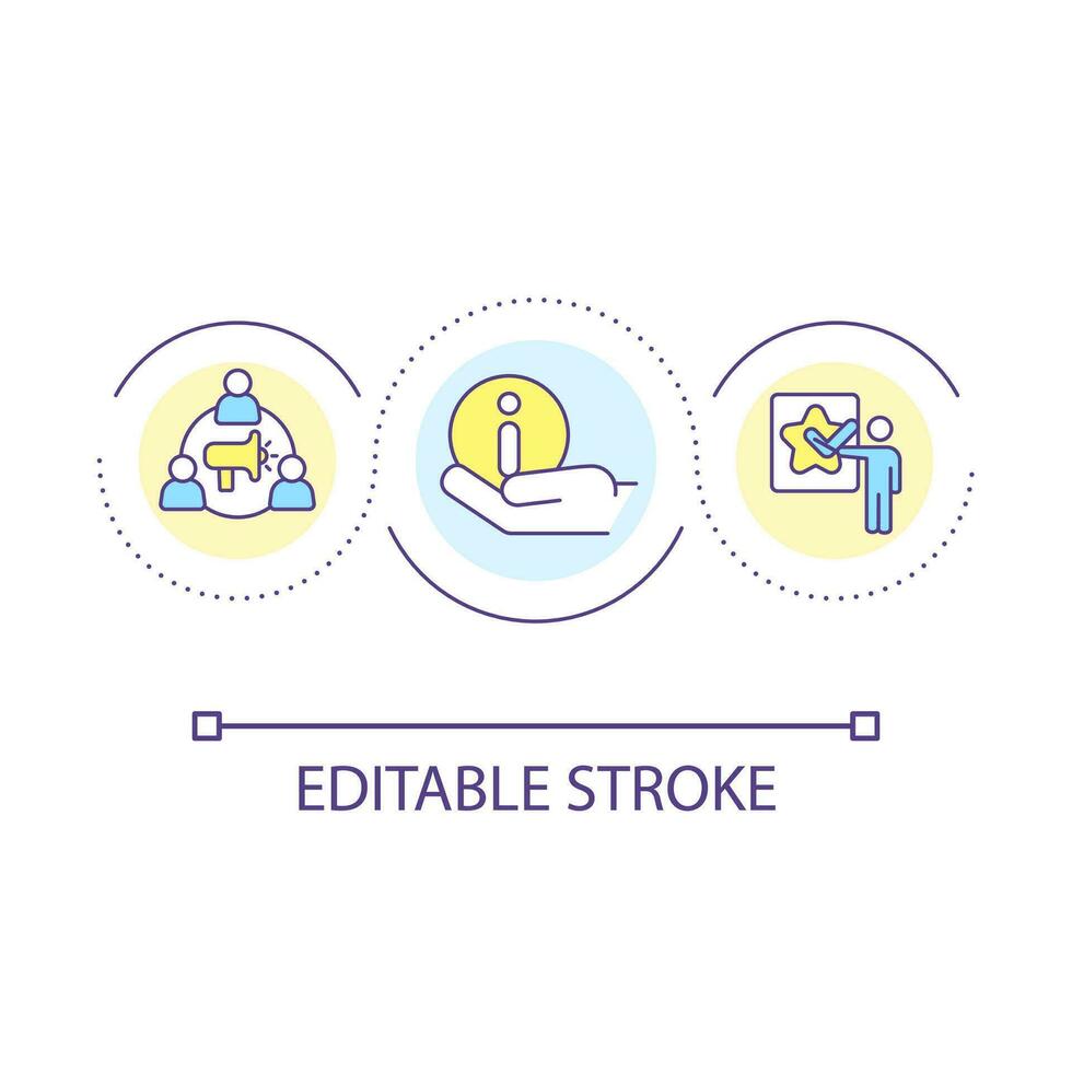 Announcing new changes loop concept icon. Inform customers about product updates abstract idea thin line illustration. Notify of promotion. Isolated outline drawing. Editable stroke vector