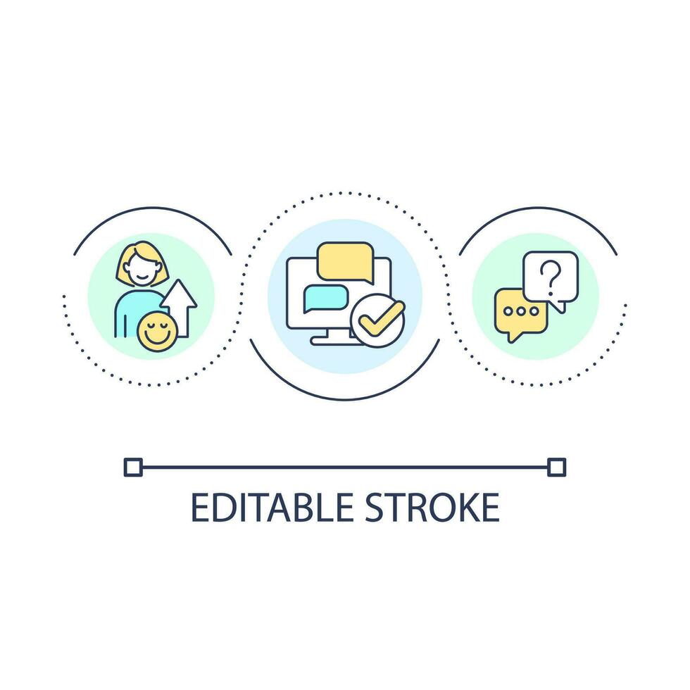 Efficient communication with customers loop concept icon. Increase client loyalty abstract idea thin line illustration. Consumer retention. Isolated outline drawing. Editable stroke vector