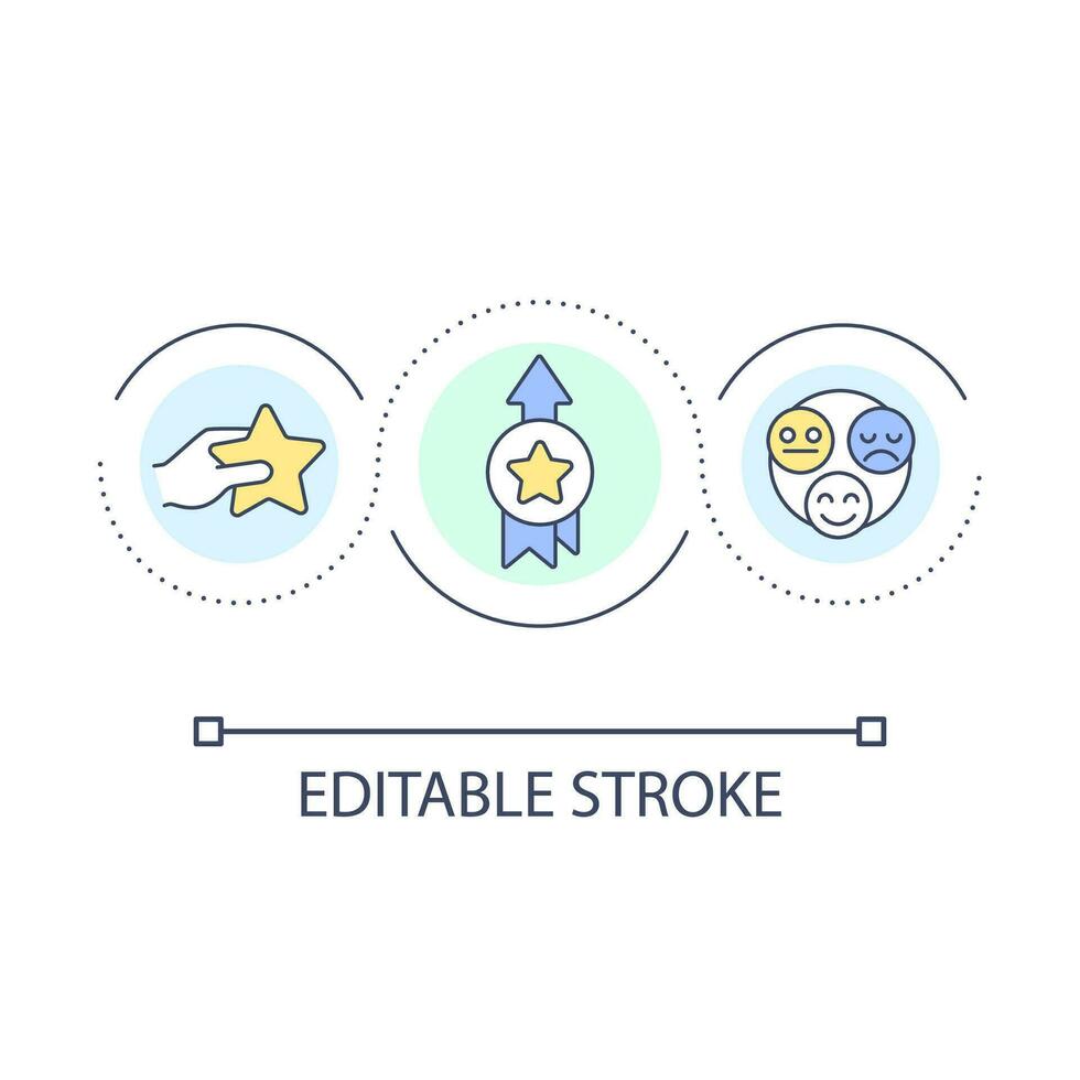 Build brand reputation with testimonials loop concept icon. Customers trust abstract idea thin line illustration. Maintain positive status. Isolated outline drawing. Editable stroke vector