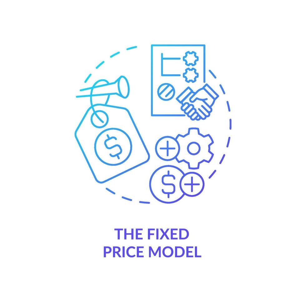 Fixed price model blue gradient concept icon. Outsourcing contract type abstract idea thin line illustration. Established deadline and budget. Isolated outline drawing vector