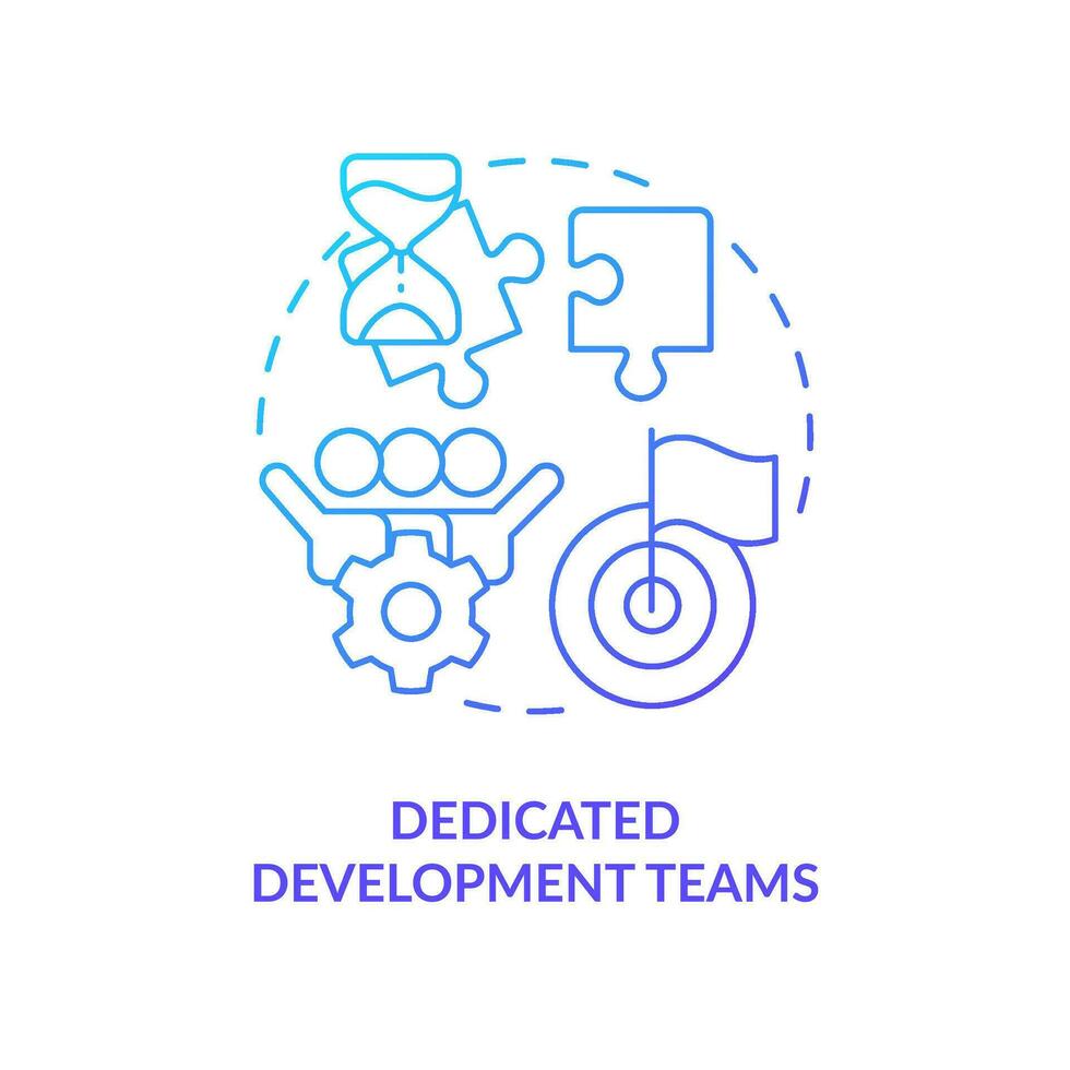 Dedicated development teams blue gradient concept icon. Outsourcing pricing model abstract idea thin line illustration. IT specialist collaboration. Isolated outline drawing vector