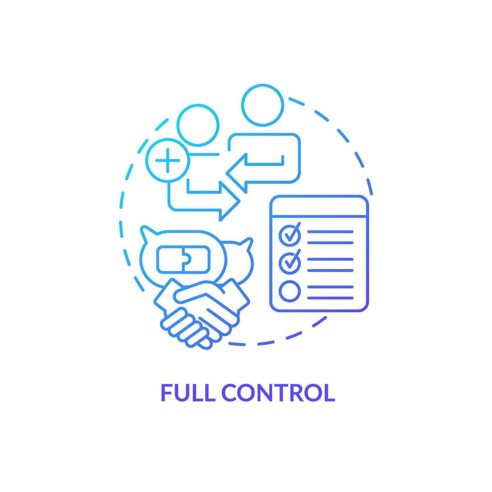 Full control blue gradient concept icon. Outstaffing benefit abstract idea thin line illustration. Project management. Task coordination. Isolated outline drawing vector