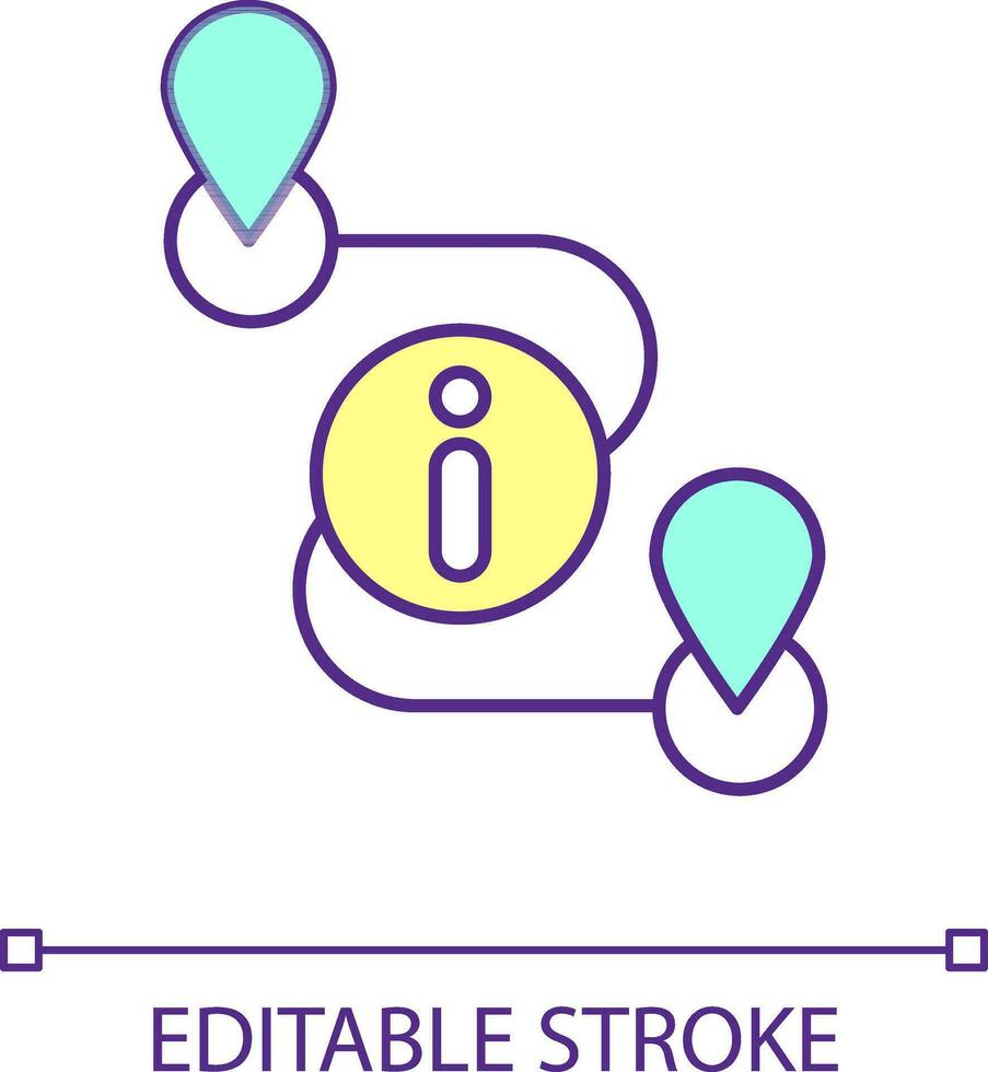 Plan route RGB color icon. Inform of your route. Destination point and course. Travelling by car. Isolated vector illustration. Simple filled line drawing. Editable stroke