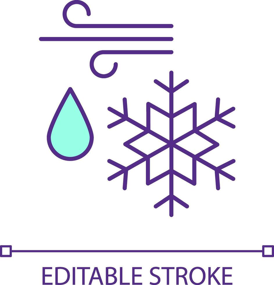 Severe weather RGB color icon. Wintertime danger. Climate forecast and prediction. Meteorology. Isolated vector illustration. Simple filled line drawing. Editable stroke