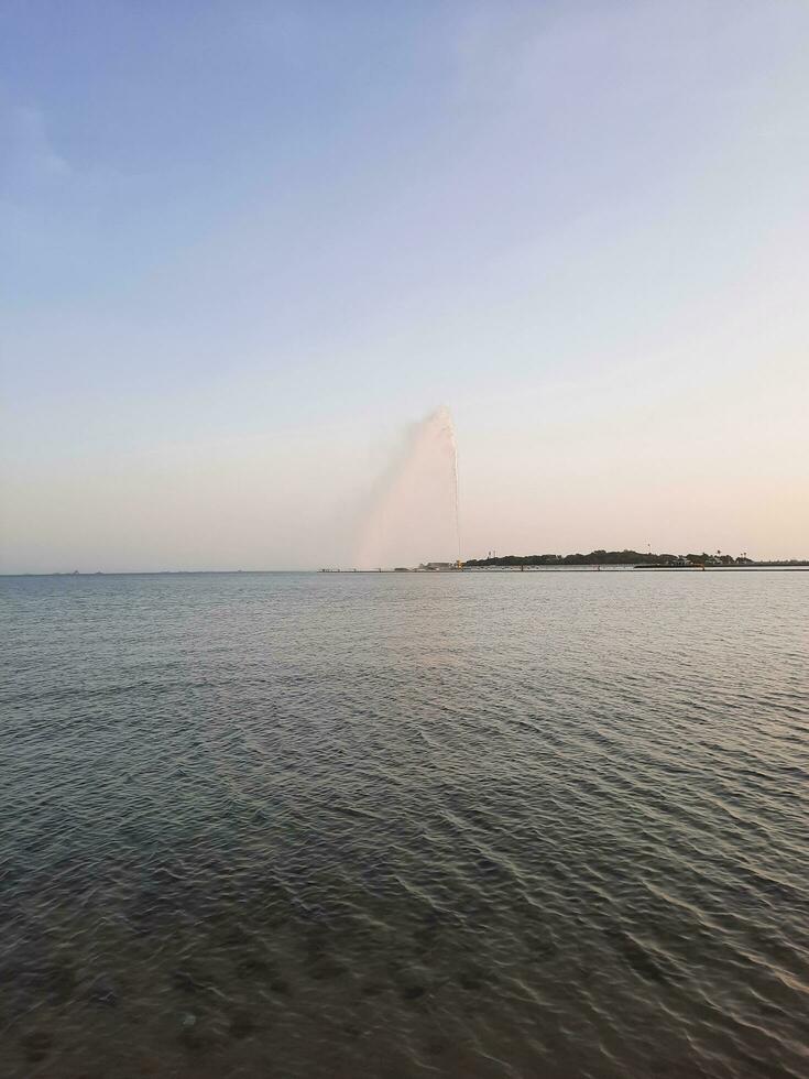Jeddah, Saudi Arabia, June 2023 - A beautiful view of the sunset at Jeddah Corniche in the evening. photo