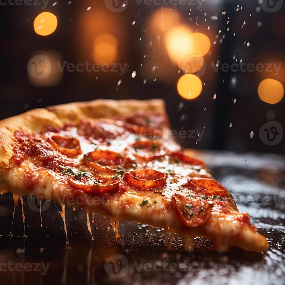 stock photo of pizza slice Cinematic Editorial food photography