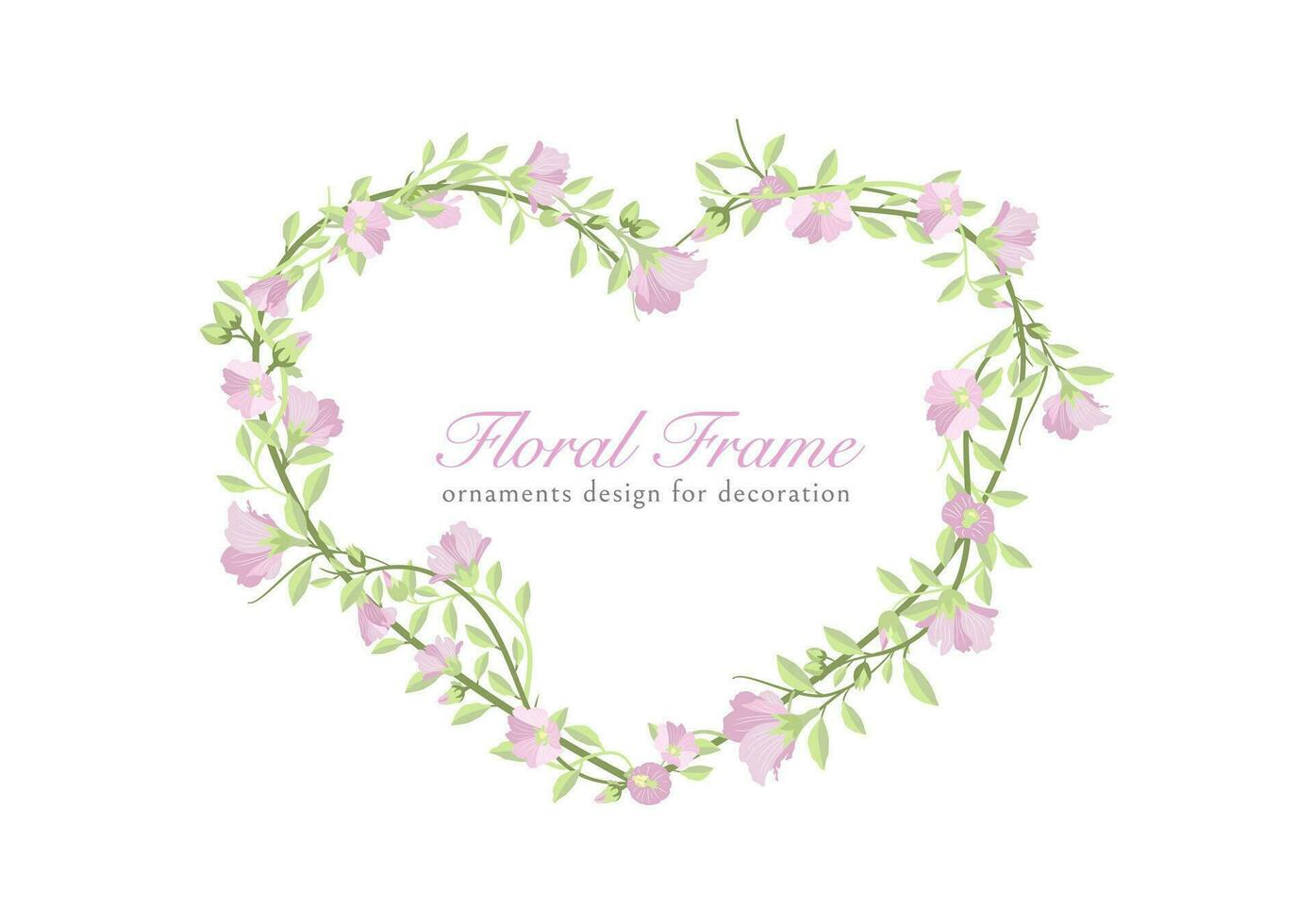 corazón forma con flor y floral hojas follaje ornamento vector