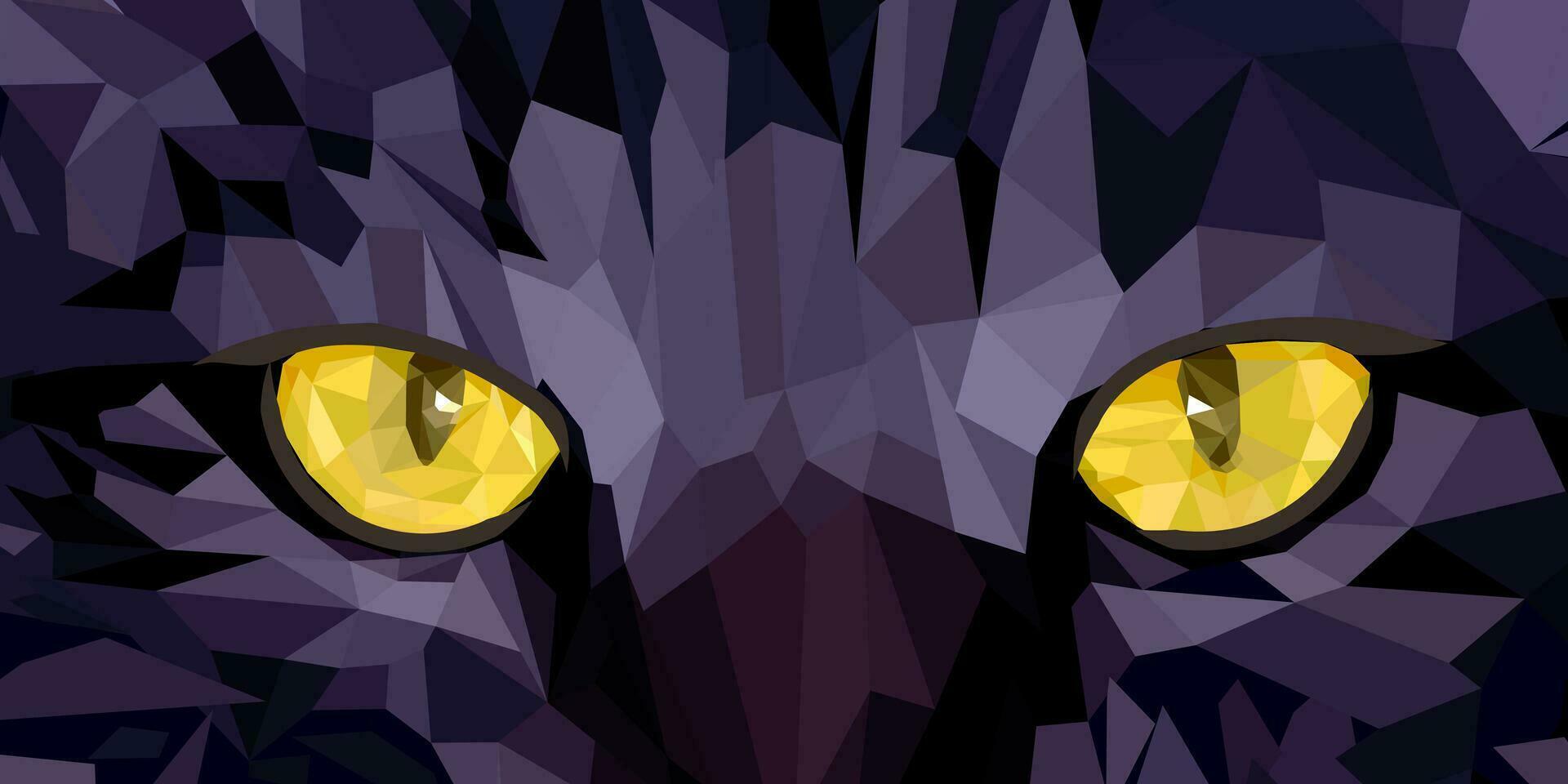 Look of a gray cat with yellow eyes. vector