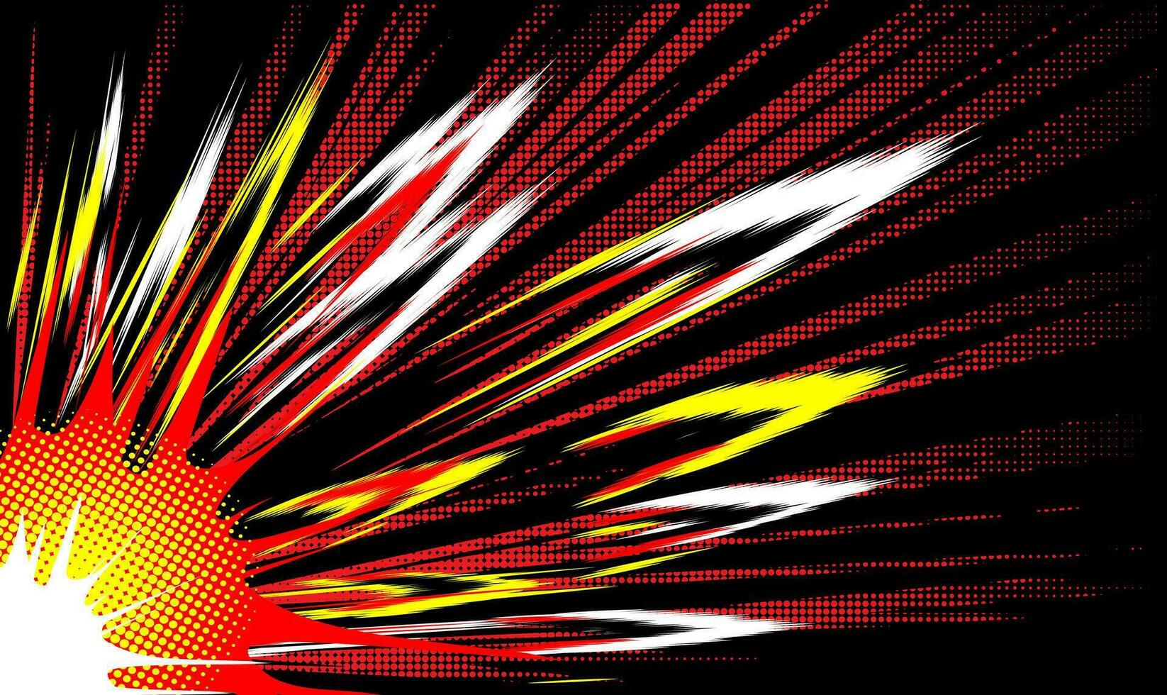 Explosion and dynamic lines of motion on a black background from bottom to top diagonally. vector
