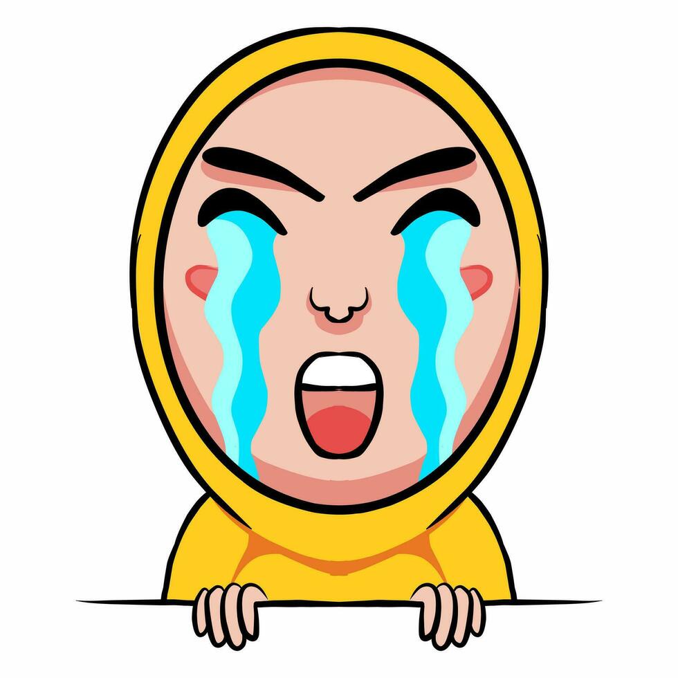 The crying loudly means an expression of very deep sadness vector