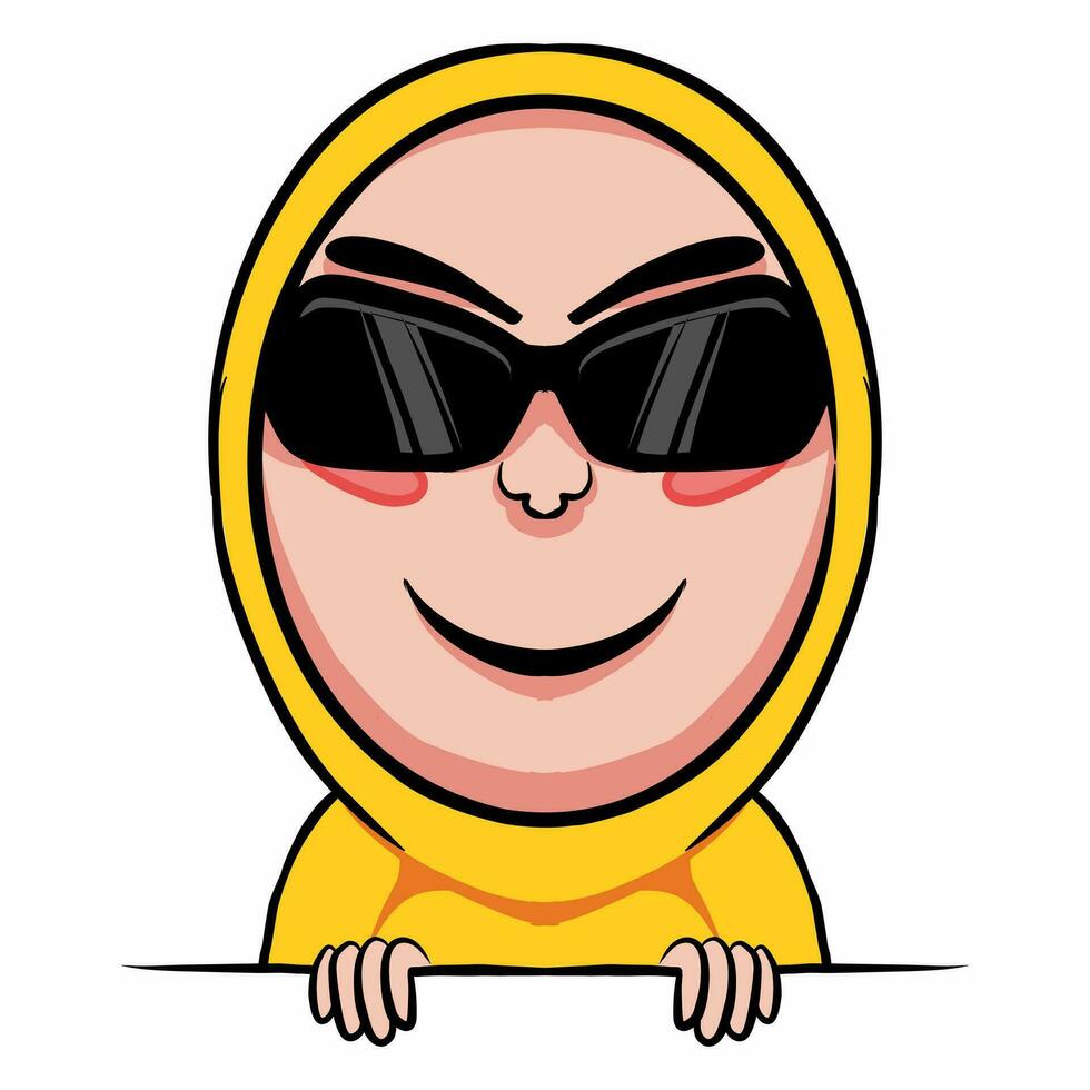 The smiling and wearing sunglasses means expressing confident, carefree, cool and cool feelings vector