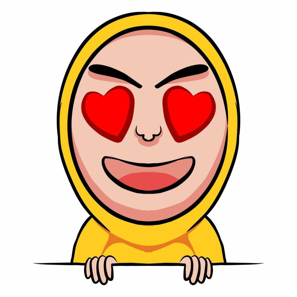 The big smile and heart-shaped eyes mean enthusiastic feelings of love vector