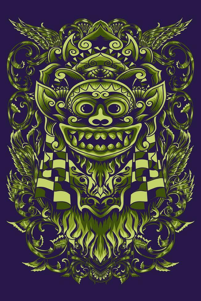 Illustration of Barongan green images to be printed onto hoodies, t-shirts and stickers vector