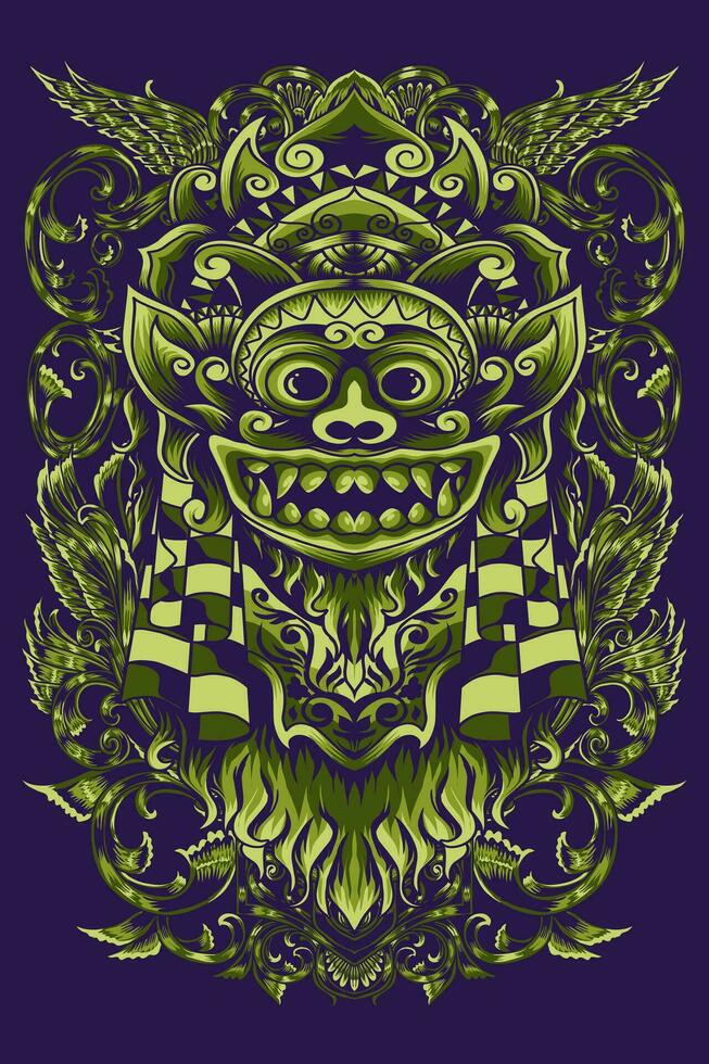 ilustración de barongan verde imágenes a ser impreso sobre sudaderas con capucha, camisetas y pegatinas vector