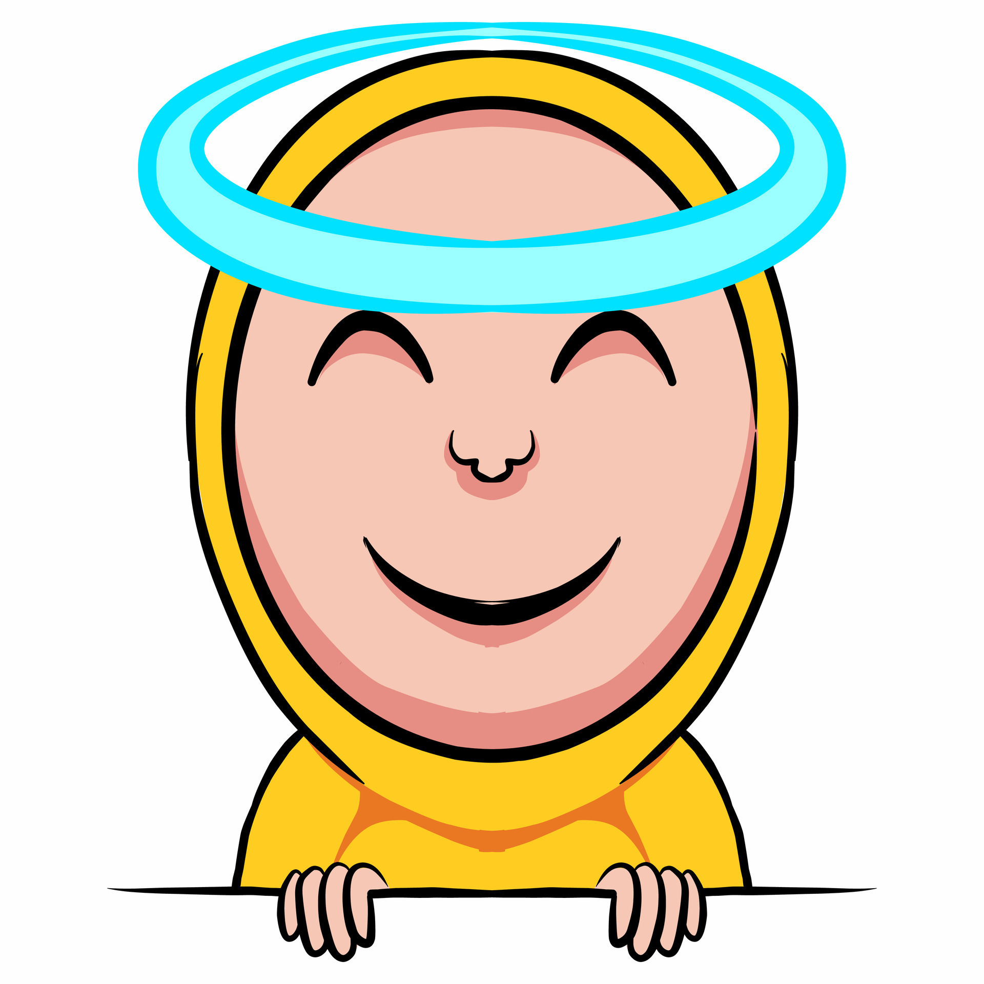 el sonriente y tiene un circulo de ángeles cuyo sentido simboliza