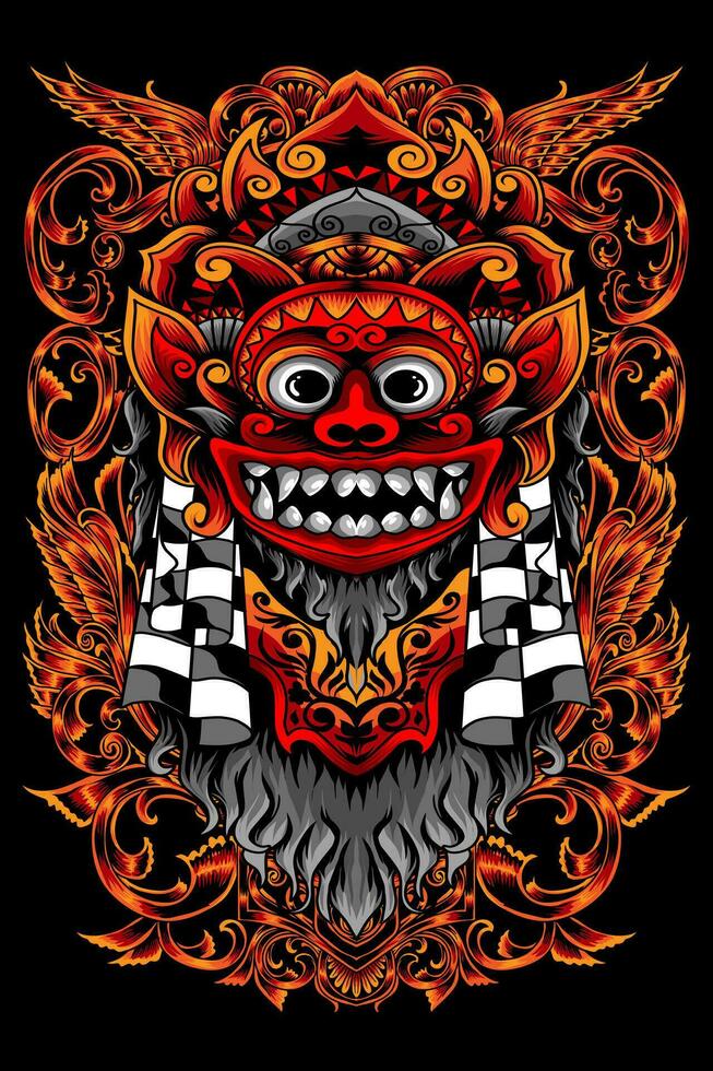 Illustration of Barong red images to be printed onto hoodies, t-shirts and stickers vector