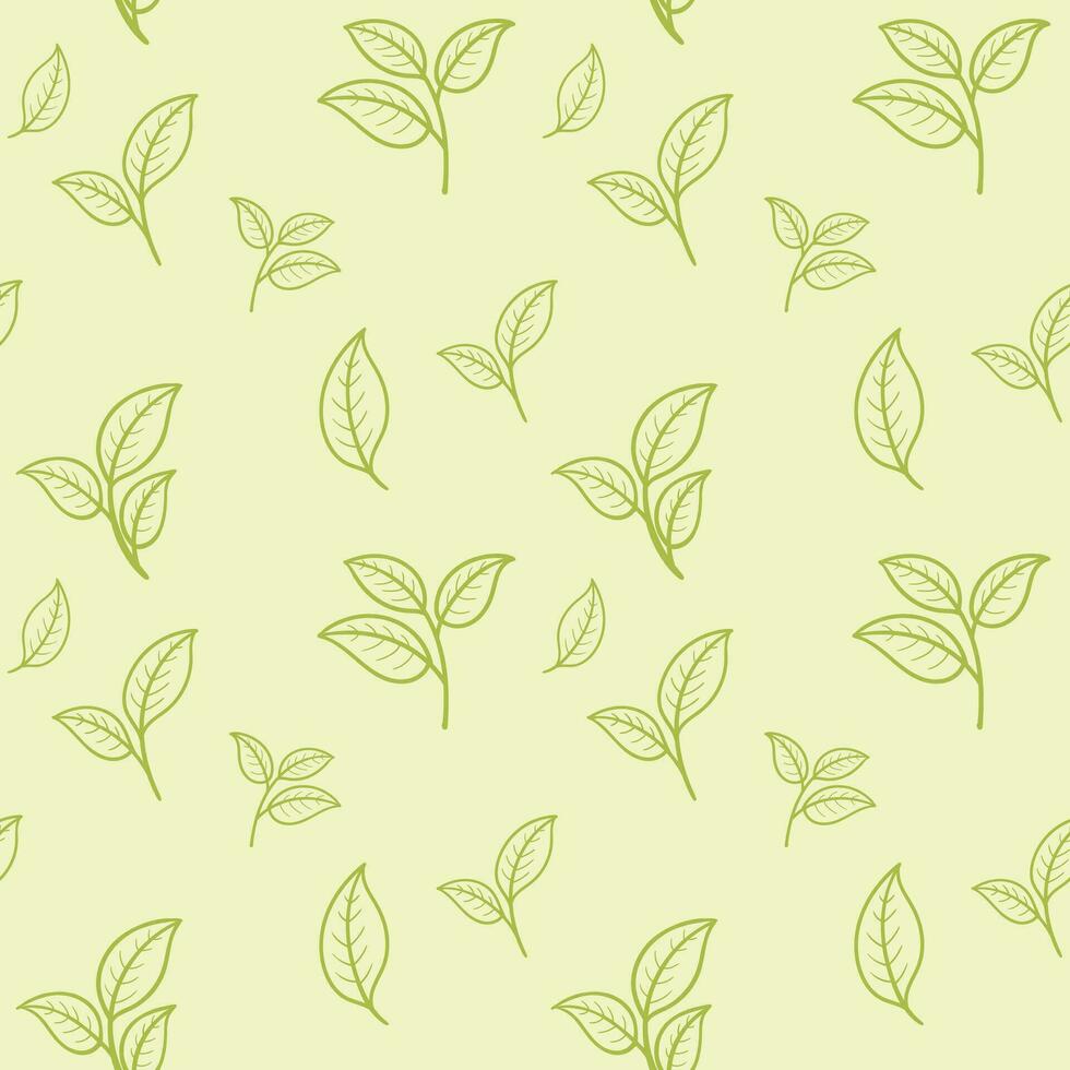 Vector Tea Leaf Pattern Seamless Background