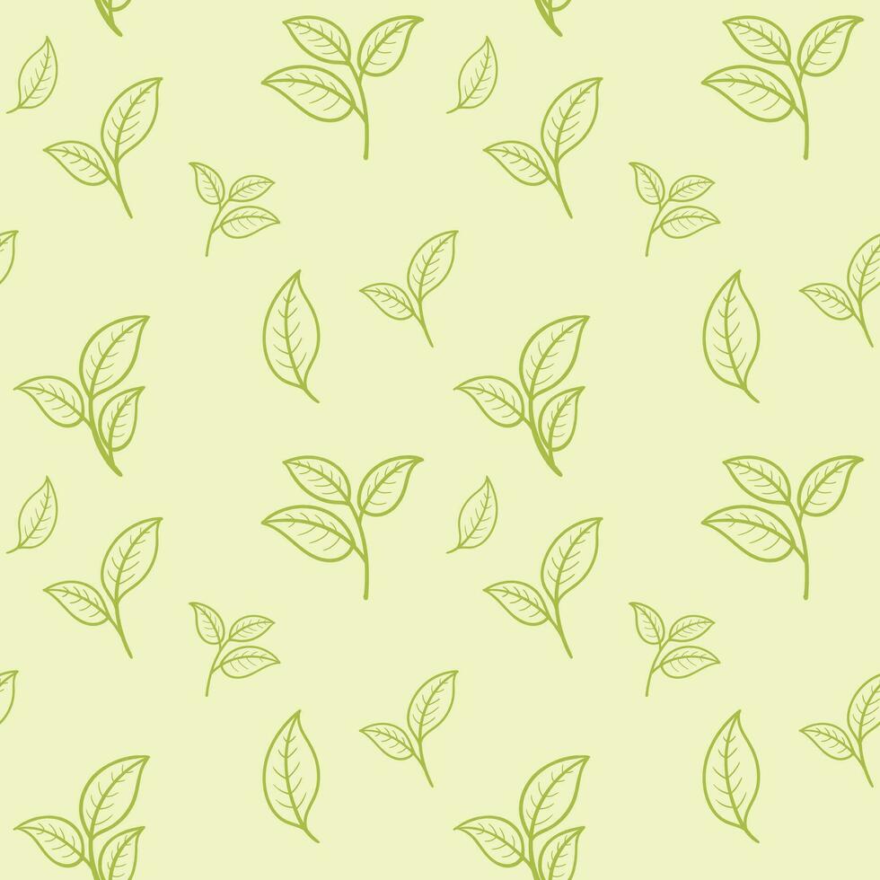 Vector Tea Leaf Pattern Seamless Background