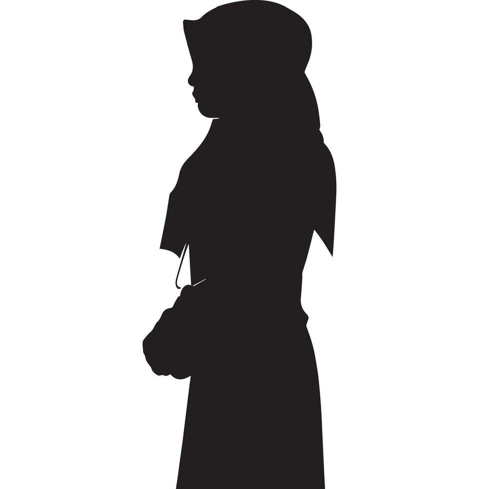 A muslim Hijab women vector silhouette, A Muslim Girl Wearing a Hijab vector illustration.