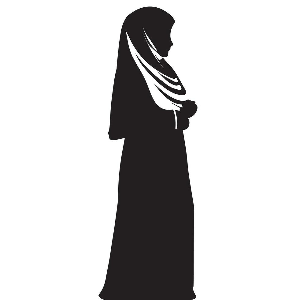 A muslim Hijab women vector silhouette, A Muslim Girl Wearing a Hijab vector illustration.