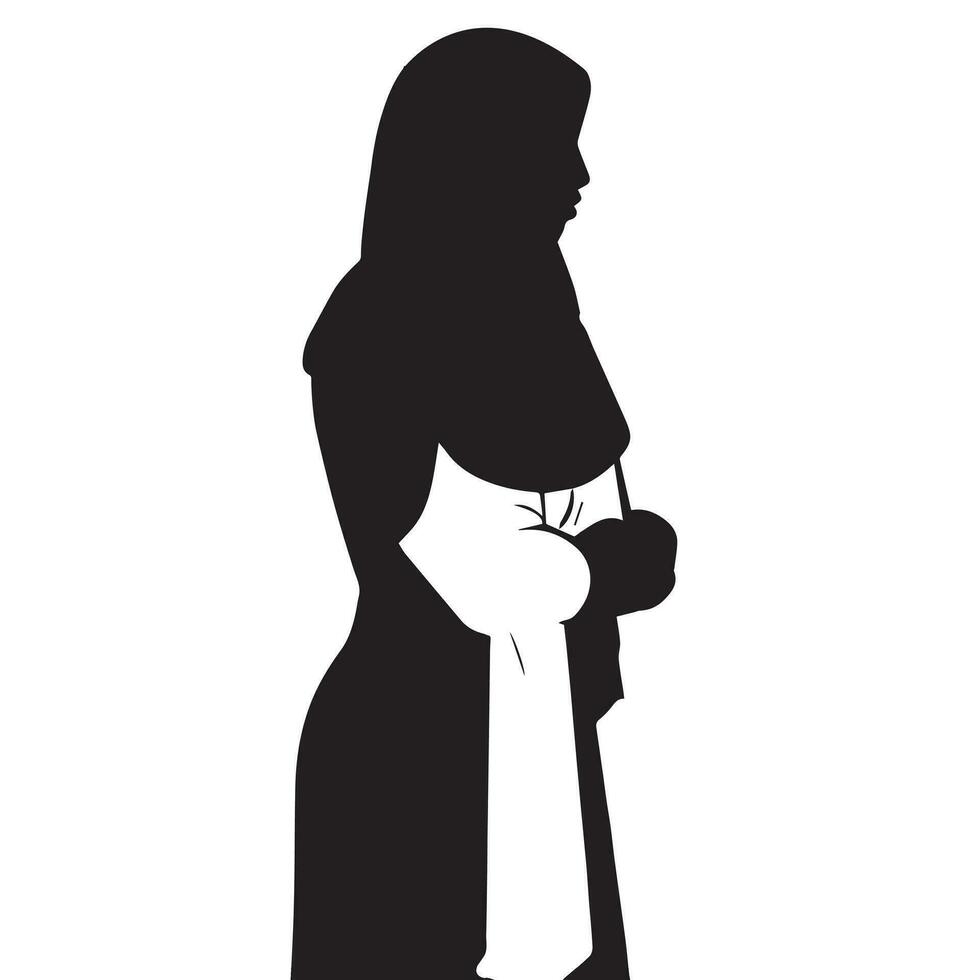 A muslim Hijab women vector silhouette, A Muslim Girl Wearing a Hijab vector illustration.