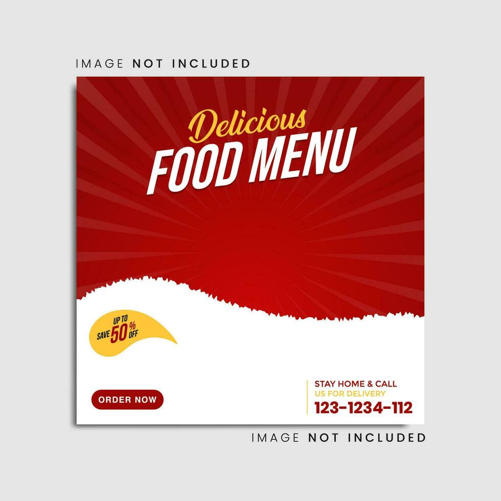 Editable food social media post template, Fast food social media template for restaurant, food banner or poster, Free  Delivery vector