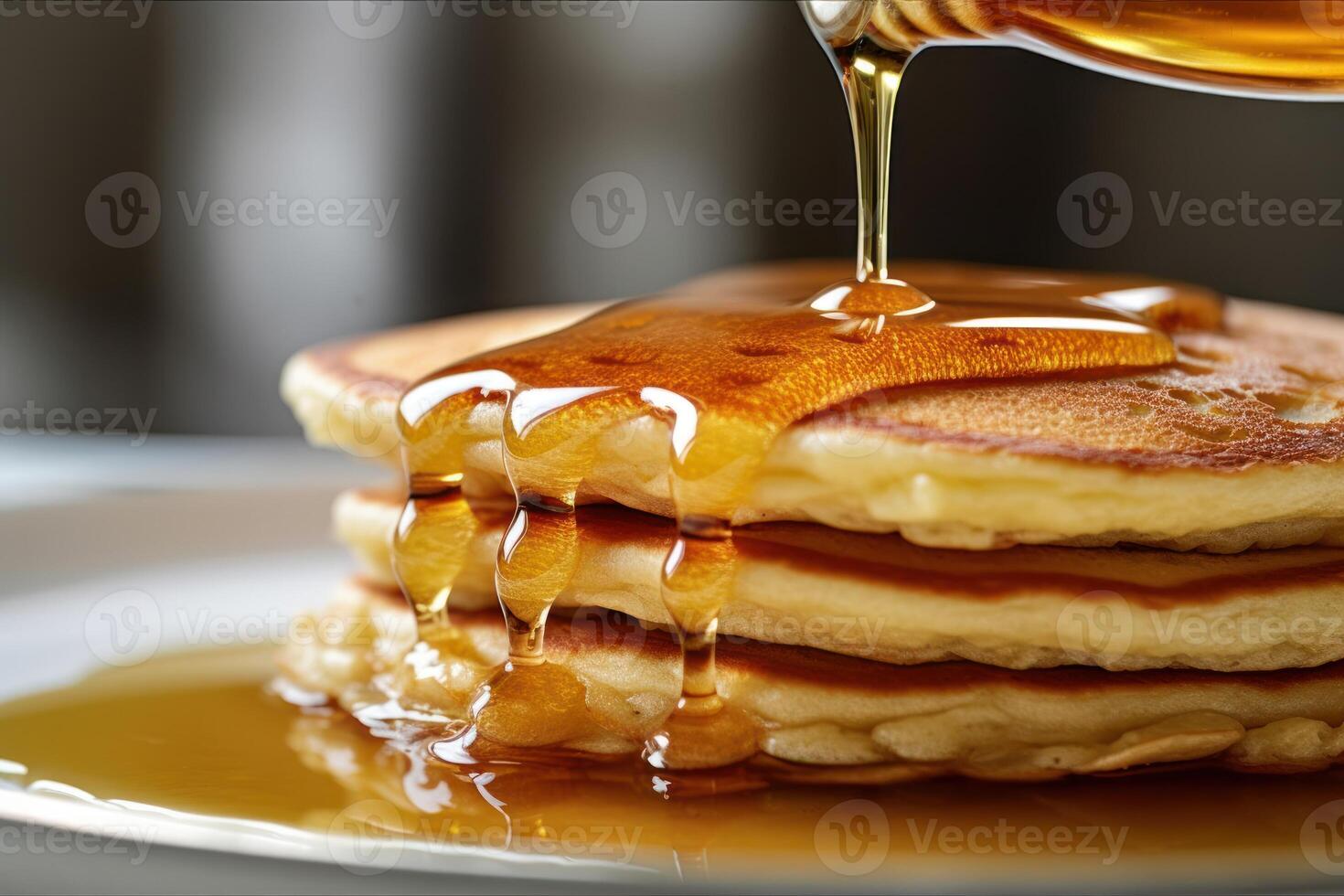 stock photo of pancake with honey glaze food photography