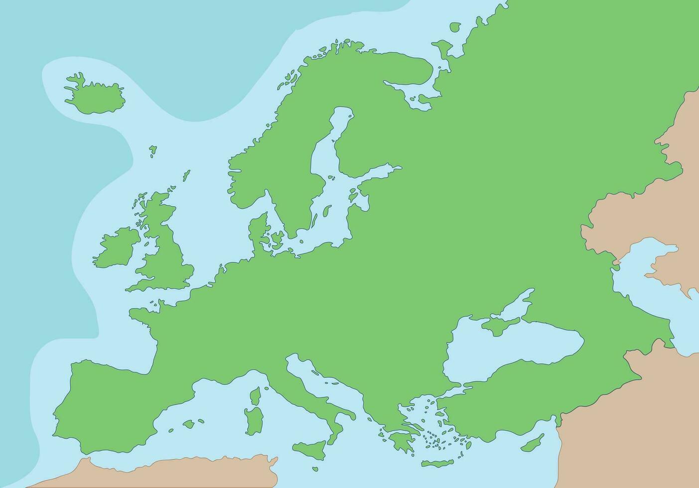 físico mapa de Europa vector ilustración