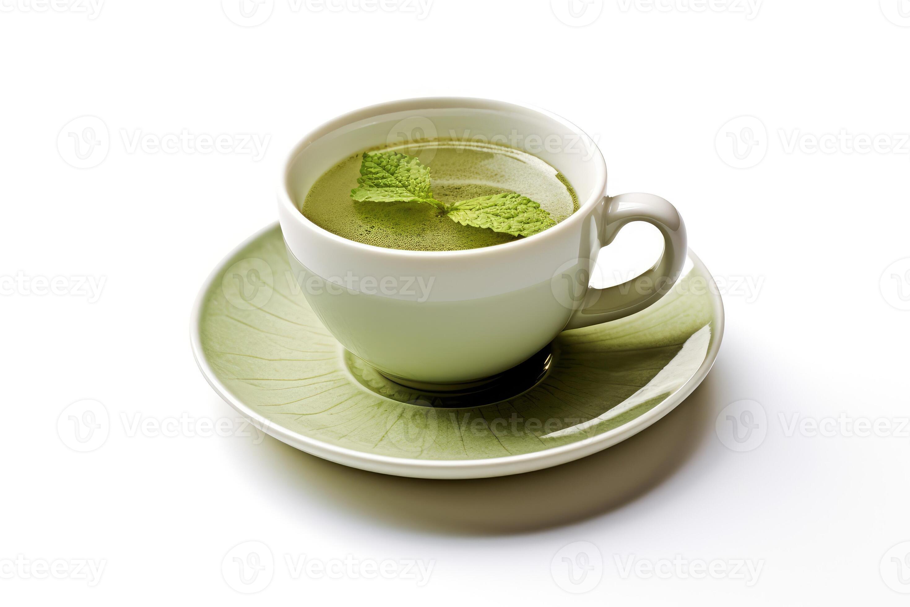 cup hot green tea isolated white background Profesional advertising