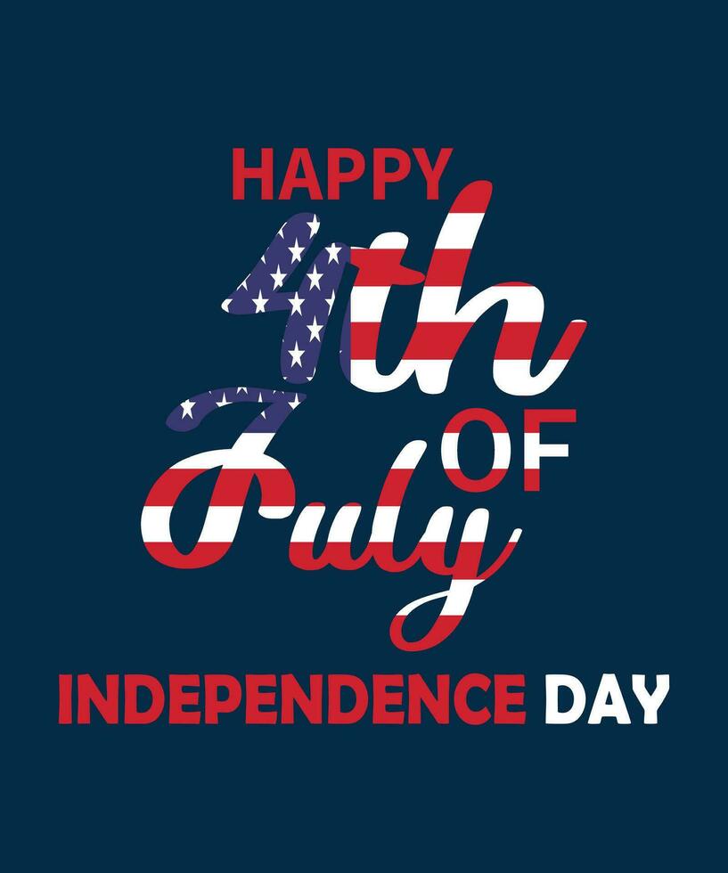 4th of July, United Stated independence day greeting. Fourth of July typographic design. Usable as greeting card, banner, background. vector