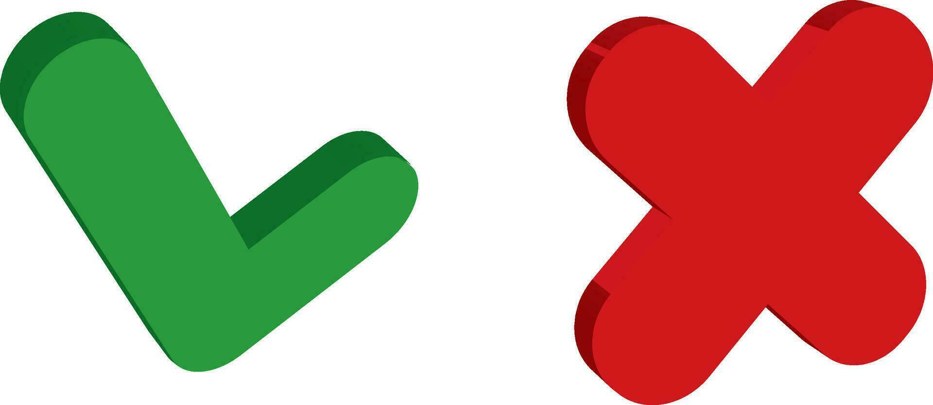 3d rendering green and red check mark vector illustration
