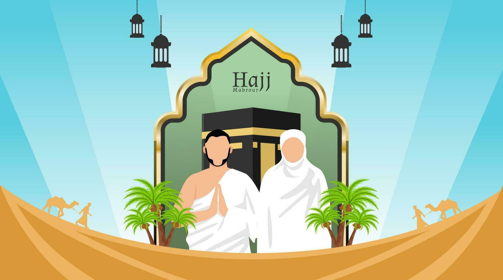 hajj mabrour temporada y eid Alabama adha islámico obra de arte modelo diseño vector