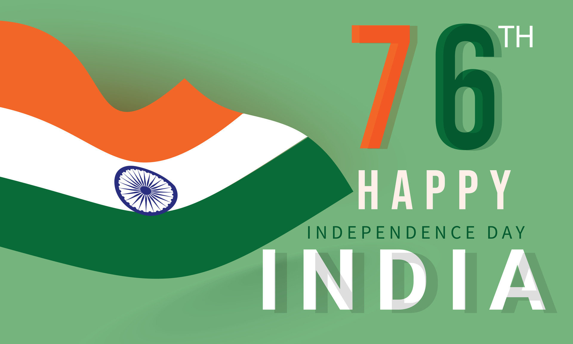 76 año contento independencia día India. fondo, bandera, tarjeta